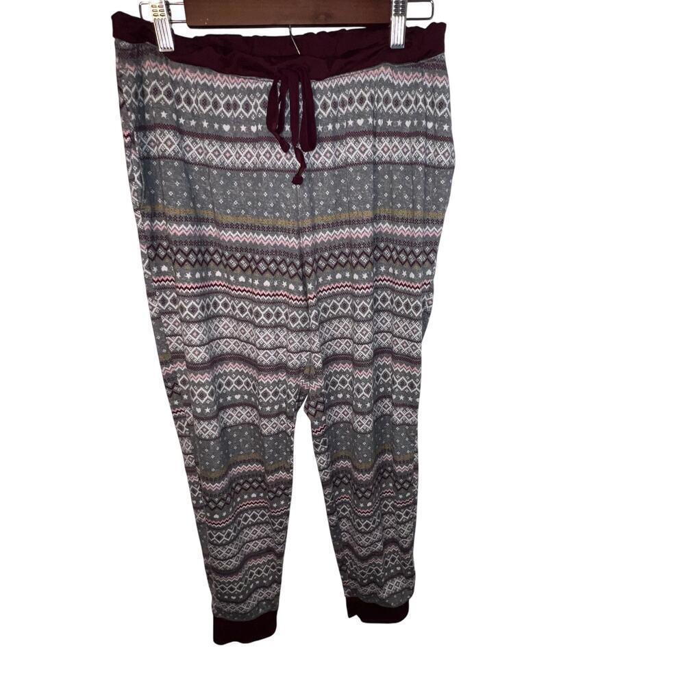 Simply Vera  women’s L, Nordic Fair isle elastic drawstring pocketed jogger PJ’s